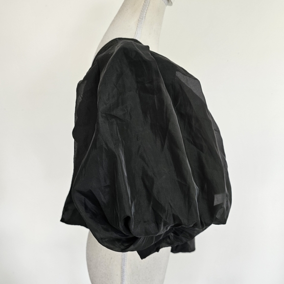 Future Collective Black Organza Puff Sleeve Crop Top - Picture 9 of 11